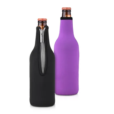 Produktbild von kwmobile 2x 330-500ml Flasche Flaschenkühler - für Bier und andere Getränke - aus isoliertem Neopren - Kühler in Schwarz Violett