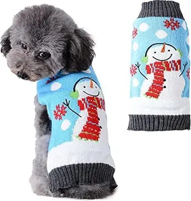 Produktbild von Weihnachten Hund Pullover Kostüm, Neujahr Haustier Kostüm warm Winter Pullover gestrickt Weihnachten Haustier Kleidung für Welpen Katze Hunde