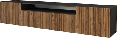 Produktbild von ALTDECOR TV-Schrank KITO-W mit Gefrästen Fronten 200x40x41 Lowboard hängend, TV Möbel, TV Cabinet, Fernsehtisch, Fernsehschrank, TV Kommode, TV Tisch, TV Sideboard, TV Board - Schwarz / Katania