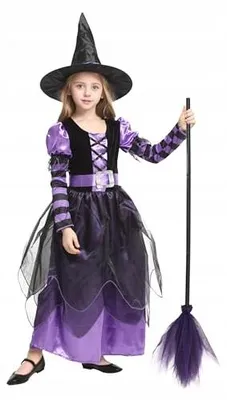 Zdjęcie produktu dla Kostium czarownicy dla dziewczynki na halloween z kapeluszem