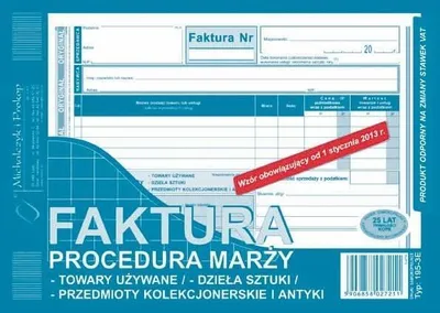 Produktbild von Dokument Faktura VAT z procedurą marży A5 samokopiująca 80 kartek