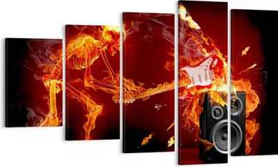 Produktbild von Bild auf Leinwand - Leinwandbild - Feuer Instrument Skelett - 100x60cm - Wand Bild - Wanddeko - Leinwanddruck - Bilder - Kunstdruck - Wanddekoration - Leinwand bilder - Wandkunst - EG100x60-0210