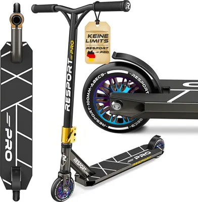 Produktbild von RE:SPORT® Stunt Scooter REVO PRO für Kinder & Erwachsene mit Ständer | Profi Stuntroller 110mm PolyurethanWheels & Y-Bar | Stuntscooter Kickscooter ABEC 9 Kugellager | Tretroller Trickroller