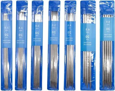 Immagine prodotto di Set di ferri da maglia in acciaio inossidabile - Set di ferri da maglia a doppia punta - 35 pezzi - Artigianato - Set di ferri da maglia (2 mm, 2,5 mm, 3,0 mm, 3,5 mm, 4 mm, 4,5 mm, 5 mm)