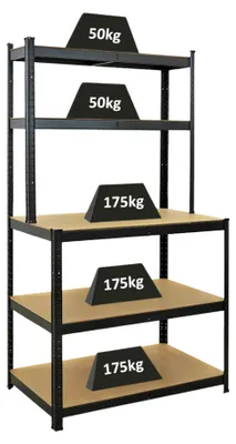 Produktbild von Profi Werkbank GIANT BEAST | HxBxT 180x100x60cm | Fachlast 175kg | Schwarz