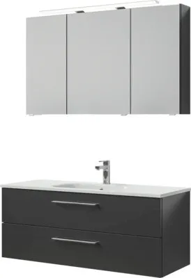 Produktbild von Badmöbel-Set Pelipal Sunline 121 BxHxT 121 x 200 x 46 cm Frontfarbe anthrazit mit Mineralguss-Waschtisch Waschtischunter