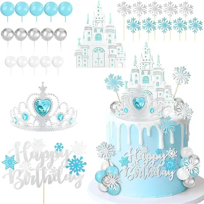Produktbild von Taartendekoration 38 Teile, Sphinxdreifaltigkeit und Schneeflocken, für Geburtstag