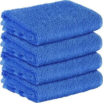 Produktbild von StickandShine 4er SET Premium Frottee Gästehandtuch 30x50 cm in blau  in 500g/m² aus 100% Baumwolle