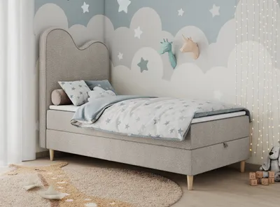Immagine prodotto di Letto boxspring, letto singolo per bambini, letto per ragazzi con materasso - FLOW - 90x180 cm - Beige - H3