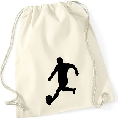 Produktbild von Huuraa Turnbeutel Fußball Soccer 12 Liter Natural Baumwolle Rucksack Geschenkidee