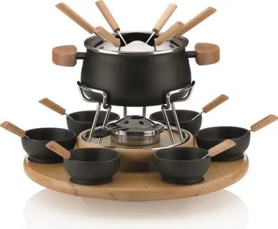 Image de Natura fondue-carrousel 39 x 32 cm en acier inoxydable 23 pièces noir