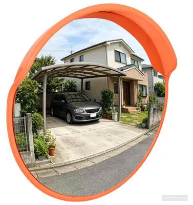 Image de vidaXL Miroir de signalisation convexe pour extérieur, orange, Ø 75 cm, en polycarbonate