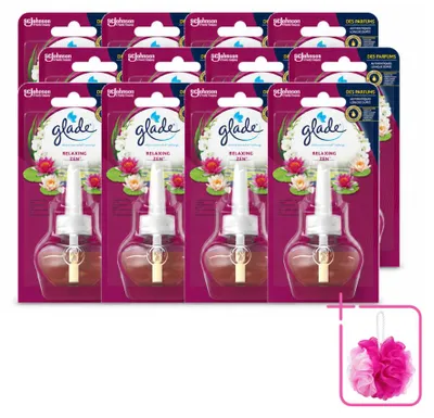 Image de 12 recharges d'huiles parfumées électriques Glade, senteur Relaxing Zen - Pack économique - 12 pièces