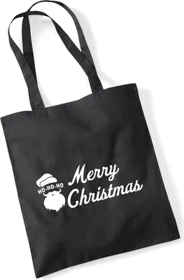 Produktbild von Huuraa Jutebeutel Ho Ho Ho Santa Merry Christmas 10 Liter Black Baumwolle Tasche Geschenkidee