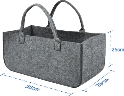 Produktbild von UISEBRT 2 Stück Kaminholztasche Filz Tasche Filztasche Faltbar Kaminholz Einkaufstasche Bis Zu 30 KG 50 X 25 X 25cm Hellgrau