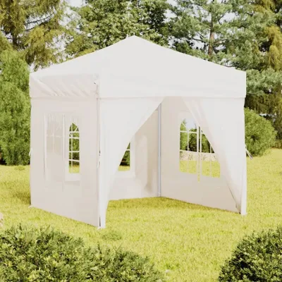 Produktbild von The Living Store Partyzelt Faltbar mit Seitenwänden Weiß 2x2 m
