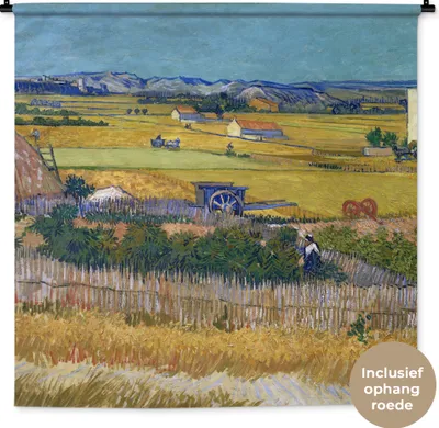 Produktbild von MuchoWow® Wandteppich Wandbehang Die Ernte - Vincent van Gogh 150x150 cm Tapisserie Dekoration Wandtuch - Wohnaccessoires - Modernes