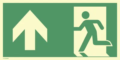 Produktbild von Dreifke® Schild, Notausgang links Pfeil oben, ISO 7010, PVC-U selbstklebend, ...