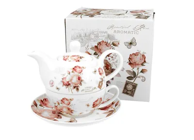 Produktbild von DUO FLORAL Tasse mit Teekanne SECESSION New Bone China Porzellan