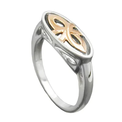 Produktbild von Ring 7mm bicolor rotvergoldet glänzend rhodiniert Silber 925 Ringgröße 58 silber 7mm