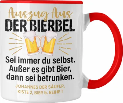 Produktbild von Trendation - Bierbel Tasse Geschenk Humor Biertrinker Geschenkidee Lustiger Spruch Männer Humor (Rot)