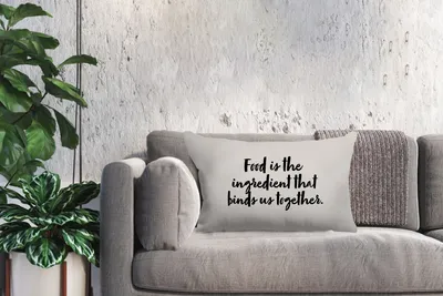 Produktbild von MuchoWow® Zierkissen Sofakissen Wohnzimmer Dekokissen 60x40 cm Zitate - Sprichwörter - Ehepaar - Essen ist die Zutat, die uns zusammenhält - Essen - Kopfkissen - Polster mit Foto
