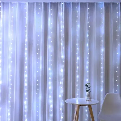 Immagine prodotto di Decorazioni natalizie, LED, 3 x 2 metri, rame, telecomando USB, 200 luci, bianco