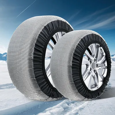Productafbeelding van Super Grip sneeuwbanden, sneeuwkettingen, textiel voor auto's, EN 16662-1 certificering, set van 2 sneeuwbanden, startondersteuning (XXL)