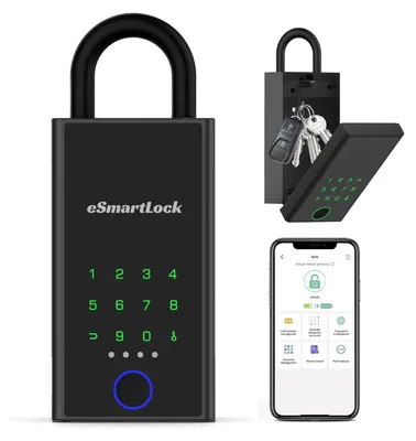 Produktbild von Schlüsselkasten mit Fingerabdrucksensor und Zahlenkombination, wetterfest und robust