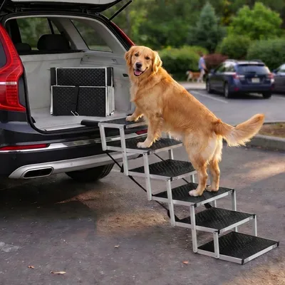 Image de Escalier pliable pour chien, avec 4, 5 ou 6 marches, idéal pour la voiture