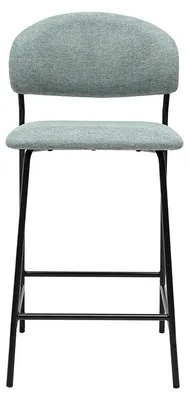 Produktbild von Miliboo - Barhocker aus Stoff in strukturiertem Samt-Effekt in Celadon-Grün H64 cm (2er-Set) BENTA