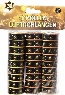 Produktbild von Luftschlangen Geburtstag 30 schwarz-gold