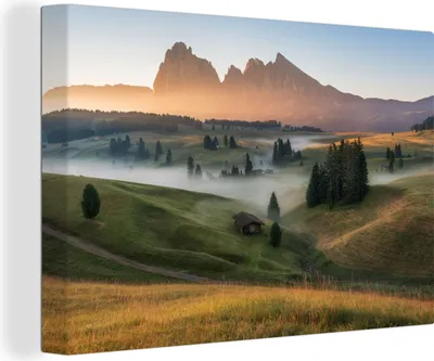 Zdjęcie produktu dla OneMillionCanvasses® - Obraz na płótnie - Fototapety na płótnie - Góry - Mgła - Krajobraz - 150x100cm - Fotografia na płótnie - obraz