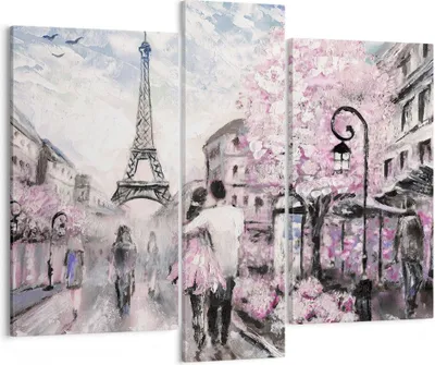 Produktbild von Bild auf Leinwand - Leinwandbild - Paris Weg Illustration eiffle - 95x80cm - Wand Bild - Wanddeko - Leinwanddruck - Bilder - Kunstdruck - Wanddekoration - Leinwand bilder - Wandkunst - CB95x80-3149