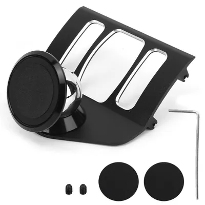 Image de Support de téléphone portable, modèle portable - Fixation pour voiture - Aluminium - Adapté aux téléphones de 4 à 7 pouces - Inclut des plaques magnétiques - Robuste et durable - Support de téléphone pour voiture