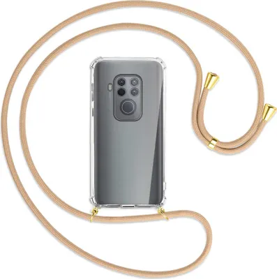Produktbild von Handykette Backcover-Schutzhülle mit Band (Metall goldfarben) für Motorola One Zoom, One Pro - beige