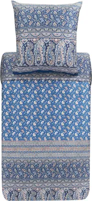 Produktbild von Bassetti Mako-Satin Bettwäsche-Garnitur Imperia Farbe Blau-B1 Größe 200x200 + 2x 80x80  100% Baumwolle