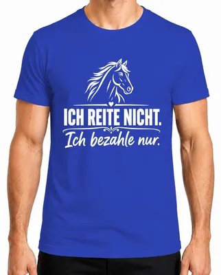 Imagen del producto de Camiseta para hombre, color azul, talla XL. Frase: "No monto a caballo, solo pago por hacerlo". (Estilo: divertida, sarcástica)