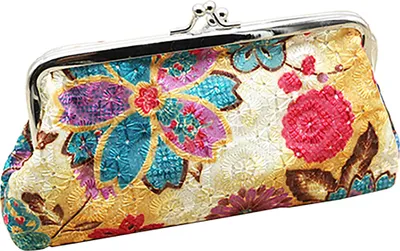 Produktbild von Brieftasche Stickerei Haspe Verschluss Blume Baumwolle Stickerei Haspe Tasche Brieftasche für Party Beige