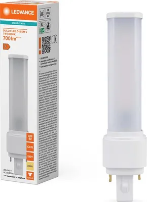 Produktbild von LEDVANCE DULUX LED, D EM, AC MAINS, VALUE, 7W, 830, G 24D-2, 1 Stk.