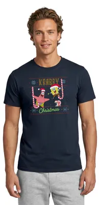 Produktbild von Spreadshirt SpongeBob Schwammkopf Krabby Ugly Christmas Männer T-Shirt, S, Navy