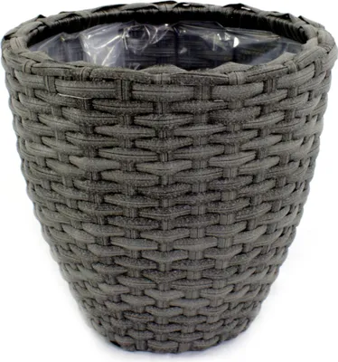 Produktbild von Rattan Blumentopf rund 1 Stück - S anthrazit