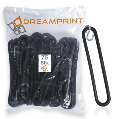 Produktbild von Dreamprint Gummispannringe (75 Stück, 200mm, Ø8mm) + 75 x S-Haken Spanngummi, Planenspanner