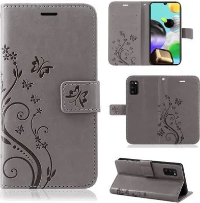 Produktbild von Handy Tasche für Samsung Hülle Handyhülle Blumen Flip Cover Wallet Case Etui Galaxy S8 Grau