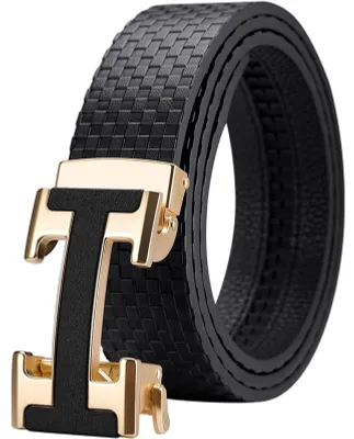 Productafbeelding van Elzusha - Lederen Riem voor Mannen met Automatische Gesp Goud 105CM