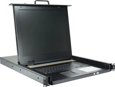 Produktbild von Inter-Tech KVM-1708 LED - KVM-Konsole mit KVM-Switch - 8 Anschlüsse - PS/2, USB - QWERTZ - 43.2 cm (17")