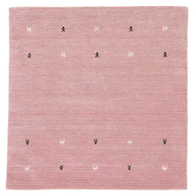 Produktbild von Wollteppich Gabbeh Uni Quadratisch Rosa 150x150 cm | Moderner Teppich für Wohn- und Schlafzimmer
