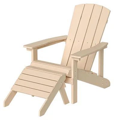 Produktbild von HOME DELUXE Gartenstuhl FAREA – Creme-Weiß | Komfortabler Outdoor-Stuhl inkl. Hocker aus HDPE-Kunststoff für Terrasse & Garten