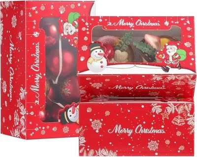 Produktbild von Kerst-Cupcake-Box mit Einfügelement - Geschenkbox für Gebäck und Cupcakes - Party-Supply-Box - Geschenkdoos für Gebäck und Kuchen
