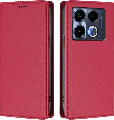 Obrázek produktu pro Kožené pouzdro pro Infinix Note 40 5G, magnetické flipové pouzdro zPolyuretankůže se stojánkem Červená
